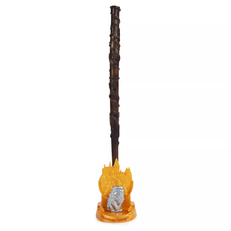 Wizarding World Harry Potter, varinha mágica de colecionador Hermione Granger de 12 polegadas com suporte e ícone em metal fundido, criaturas mágicas, acessório de disfarce