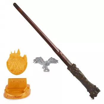 Wizarding World Harry Potter, varinha mágica de colecionador Harry Potter de 12 polegadas com suporte e ícone em metal fundido, criaturas mágicas, acessório para disfarces