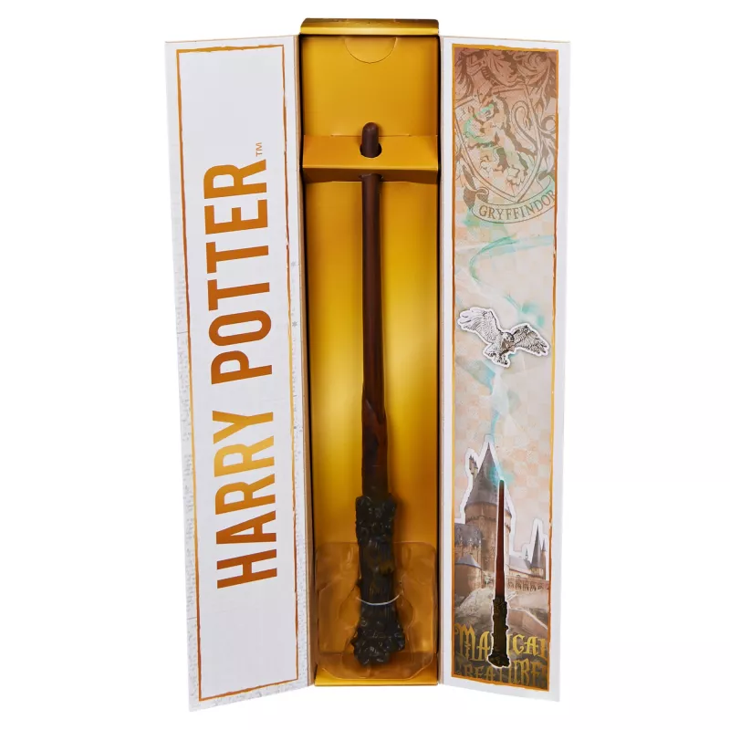 Wizarding World Harry Potter, varinha mágica de colecionador Harry Potter de 12 polegadas com suporte e ícone em metal fundido, criaturas mágicas, acessório para disfarces