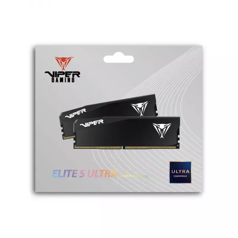 Patriot Viper Elite 5 Ultra VEU564G6028K 64GB (2x32GB) DDR5-6000 CL28 kit de RAM para computador de secretária, Intel XMP 3.0, AMD EXPO, dissipador, preto