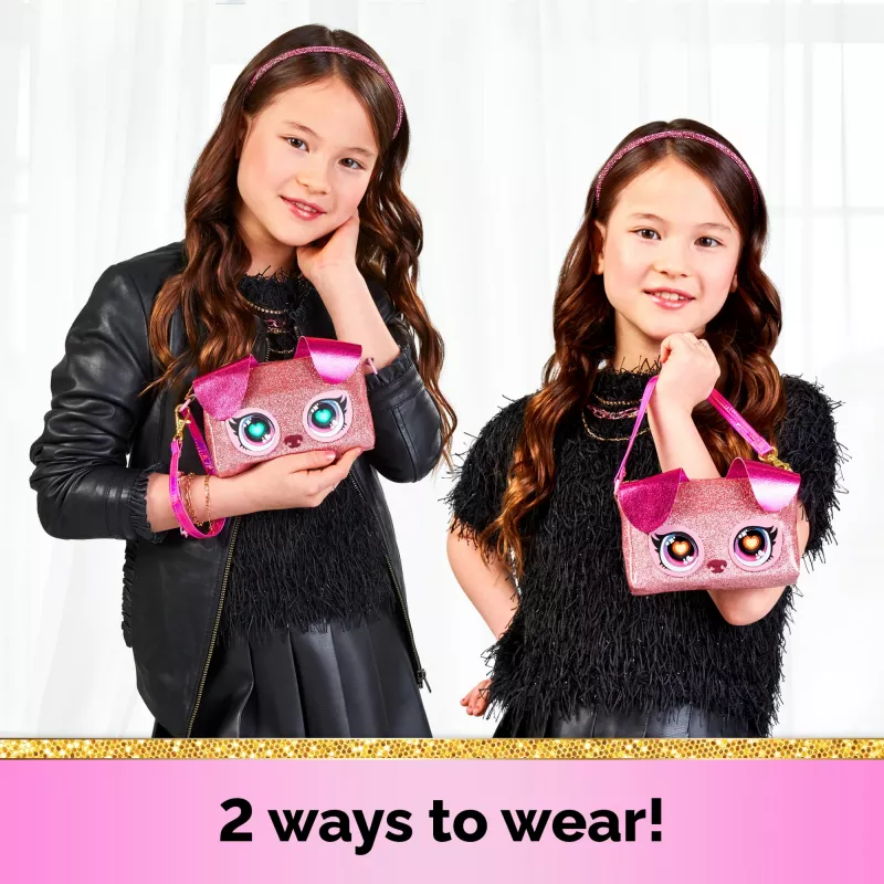 Purse Pets, Keepin’ It Clutch Dazzling Diva brinquedo de cachorro e bolsa de pulso com olhos arco-íris luminosos, brinquedo para meninas a partir dos 4 anos