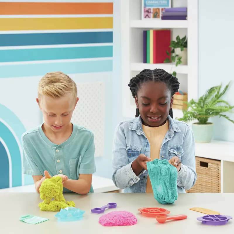 Kinetic Sand, conjunto Ultimate Sandisfying com 2lbs de areia de brincar (rosa, amarelo e turquesa), 10 ferramentas e moldes, brinquedo sensorial para crianças a partir dos 7 anos