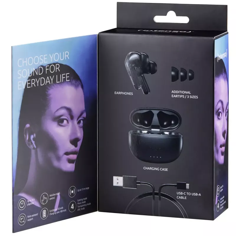 Auscultadores Intenso preto Buds T300A
