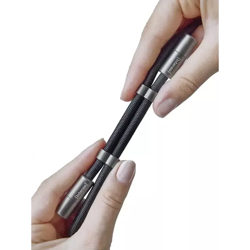 Cabo de pescoço para telefone com carregamento USB-C Intenso 60W carregamento rápido comprimento ajustável 1,65m nylon preto