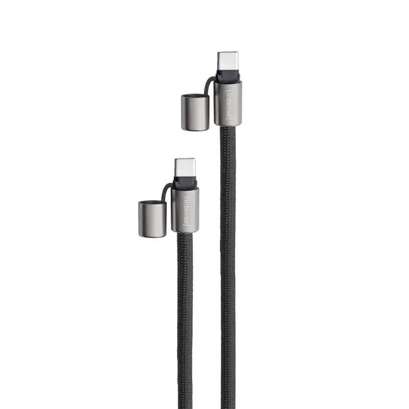 Cabo de pescoço para telefone com carregamento USB-C Intenso 60W carregamento rápido comprimento ajustável 1,65m nylon preto