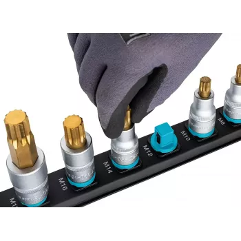Conjunto de chaves de caixa Hazet 986-SR/8, conjunto de 8 peças chaves de caixa sextavadas curtas, 6–17 mm, preto