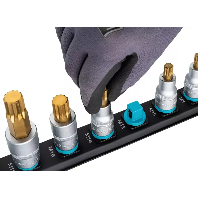 Conjunto de chaves de caixa Hazet 986-SR/8, conjunto de 8 peças chaves de caixa sextavadas curtas, 6–17 mm, preto