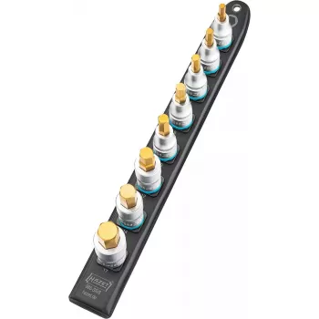 Conjunto de chaves de caixa Hazet 986-SR/8, conjunto de 8 peças chaves de caixa sextavadas curtas, 6–17 mm, preto