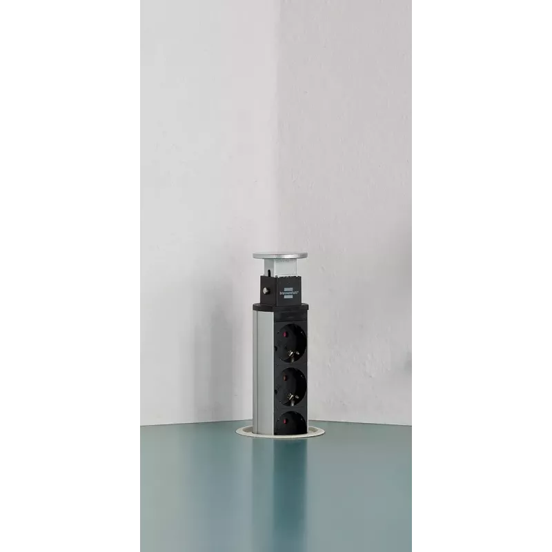 Régua de tomadas Brennenstuhl 1396200013 2m 3 tomadas para interior alumínio preto