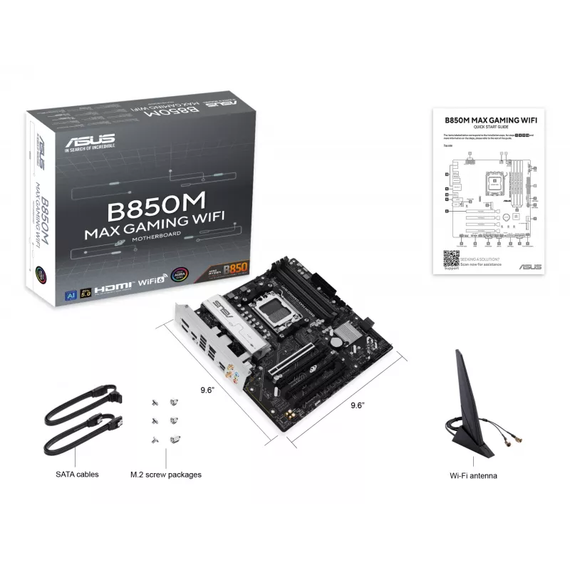 Placa-mãe ASUS B850M MAX GAMING WIFI AMD B850 Socket AM5 micro ATX