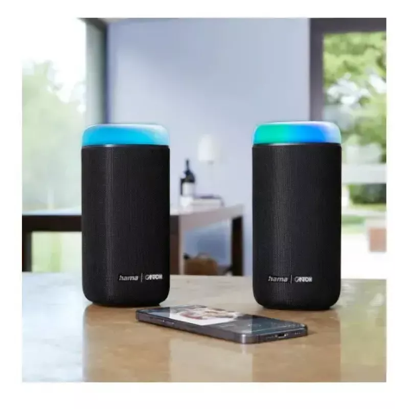 Altifalante Bluetooth CANTON Glow Pro da HAMA, preto, jack 3,5 mm, efeitos de luz LED