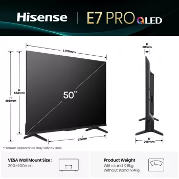 Hisense 50E77Q PRO 127 cm (50 polegadas) 4K Ultra HD Smart TV Wi-Fi preto