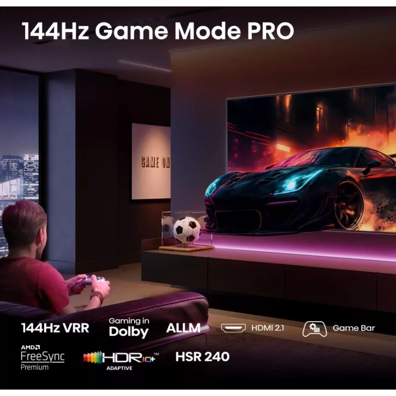 Hisense 50E77Q PRO Smart TV QLED 127 cm (50 polegadas), 4K Ultra HD, 144 Hz, triplo sintonizador, Dolby Vision, HDR10+, Wi-Fi, preto
