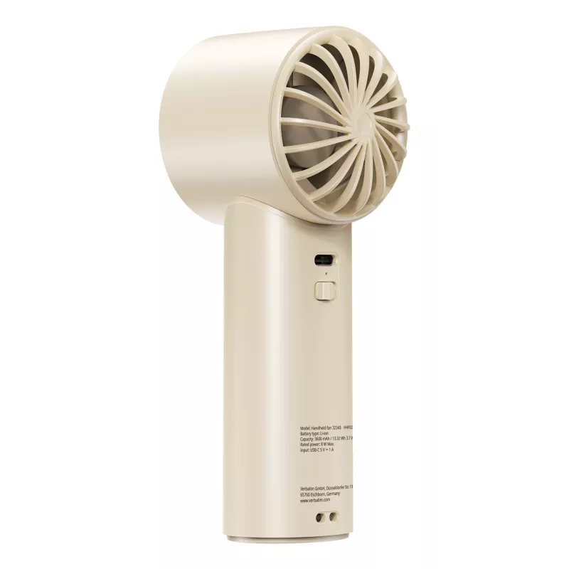 Ventilador de mão Verbatim Cool’n’Go IceTouch branco/prateado, prateado, branco, 1 ventoinha, ventilador de mão, 1 unid., 8 W, iões de lítio (Li-Ion)