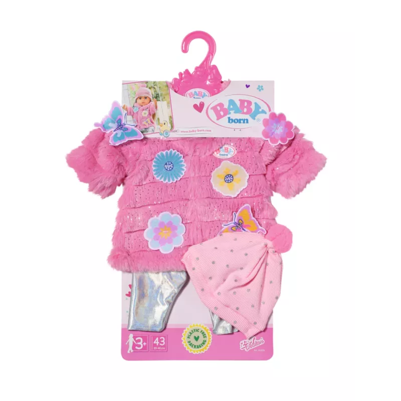 Conjunto de roupa para boneca BABY born Conjunto de casaco rosa 43 cm dobrável