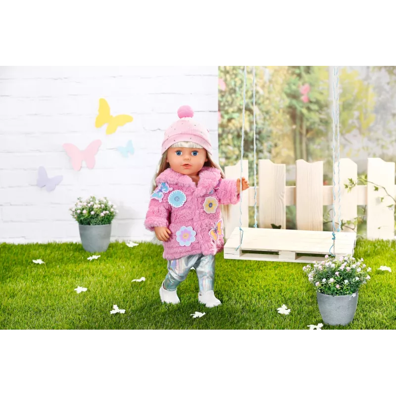 Conjunto de roupa para boneca BABY born Conjunto de casaco rosa 43 cm dobrável