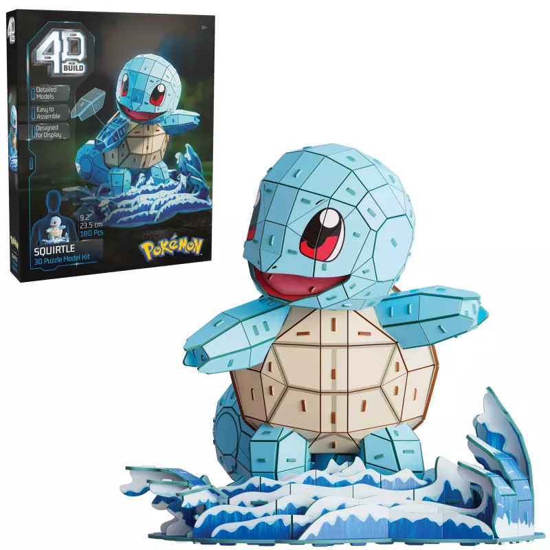 4D Build, kit de montagem de modelo 3D Pokémon Squirtle, figura Pokémon, coleção Kanto Primeiro Parceiro, decoração de secretária, 180 peças, a partir dos 12 anos