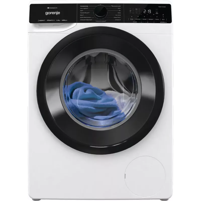 Gorenje WPNA94A1TS máquina de lavar roupa de carga frontal 9 kg, 1400 rpm, ConnectLife Wi-Fi, branco/preto