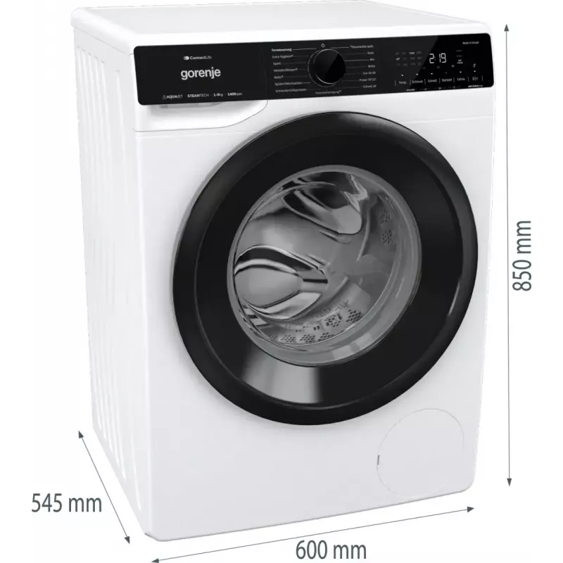 Gorenje WPNA94A1TS máquina de lavar roupa de carga frontal 9 kg, 1400 rpm, ConnectLife Wi-Fi, branco/preto
