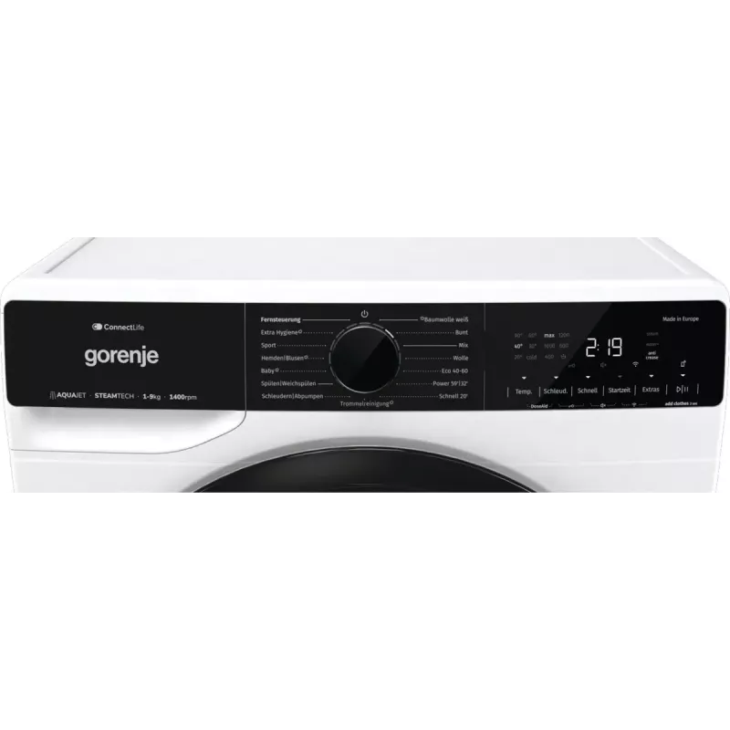 Gorenje WPNA94A1TS máquina de lavar roupa de carga frontal 9 kg, 1400 rpm, ConnectLife Wi-Fi, branco/preto