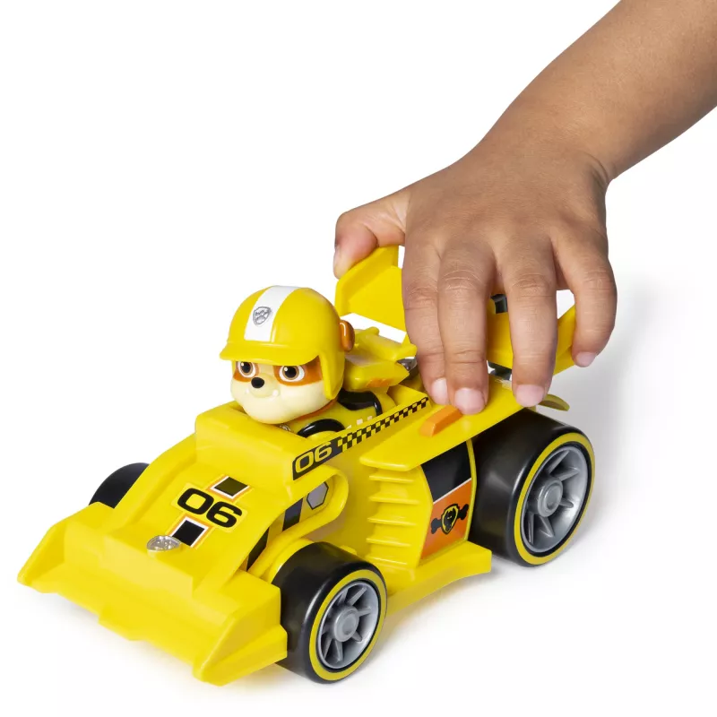 PAW Patrol , Ready, Race, Rescue Veículo Rubble’s Race & Go Deluxe com som, para crianças a partir de 3 anos