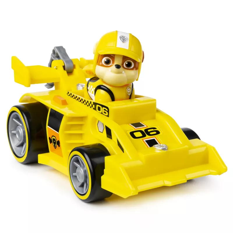 PAW Patrol , Ready, Race, Rescue Veículo Rubble’s Race & Go Deluxe com som, para crianças a partir de 3 anos