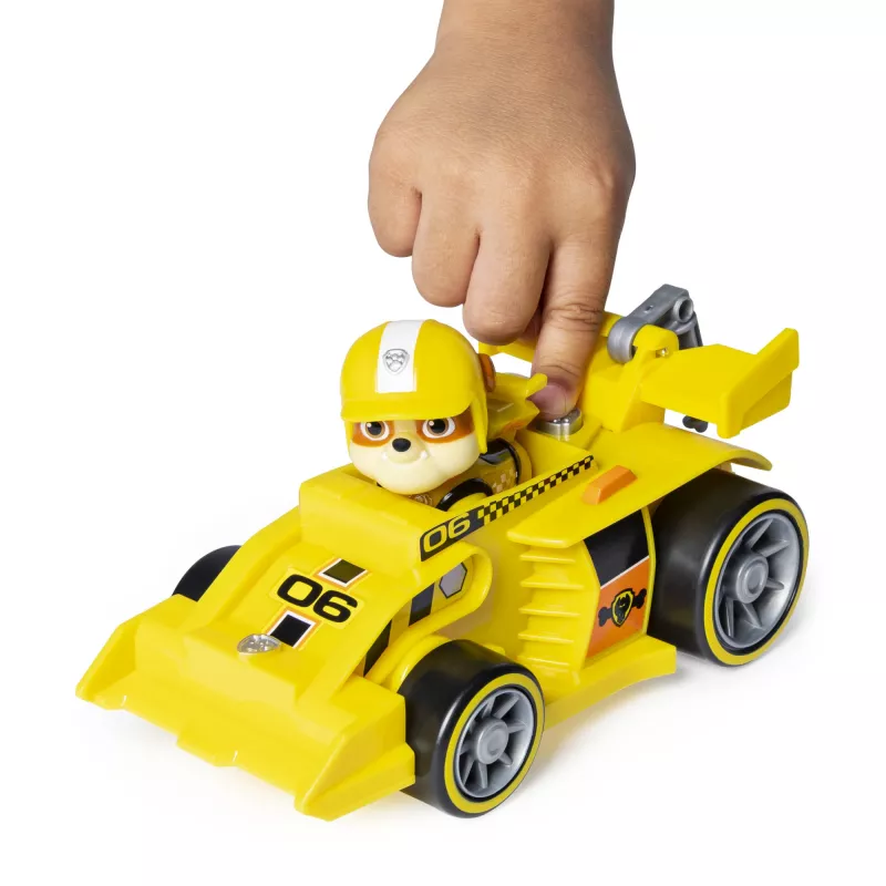PAW Patrol , Ready, Race, Rescue Veículo Rubble’s Race & Go Deluxe com som, para crianças a partir de 3 anos