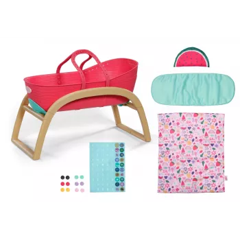 Berço para bonecas zapf creation BABY born 3-in-1 Pinplay — mobiliário para bonecas, berço/cama/saco de transporte convertível