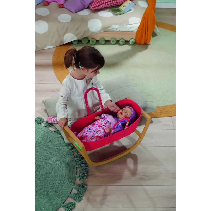 Berço para bonecas zapf creation BABY born 3-in-1 Pinplay — mobiliário para bonecas, berço/cama/saco de transporte convertível