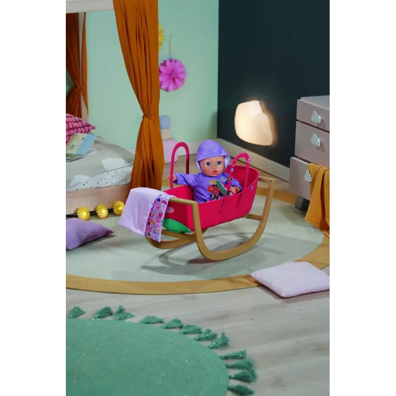 Berço para bonecas zapf creation BABY born 3-in-1 Pinplay — mobiliário para bonecas, berço/cama/saco de transporte convertível