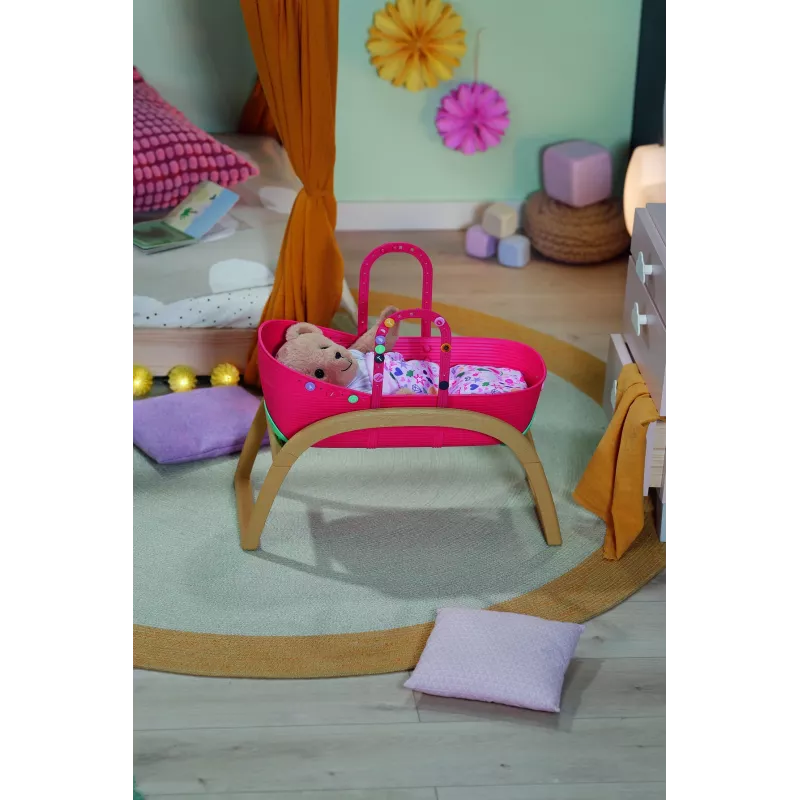 Berço para bonecas zapf creation BABY born 3-in-1 Pinplay — mobiliário para bonecas, berço/cama/saco de transporte convertível