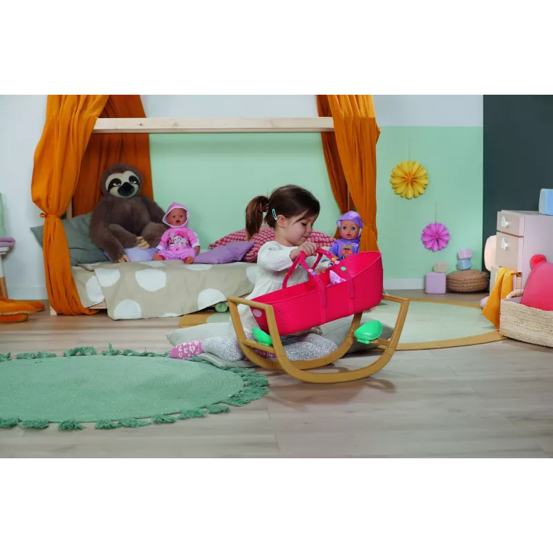 Berço para bonecas zapf creation BABY born 3-in-1 Pinplay — mobiliário para bonecas, berço/cama/saco de transporte convertível