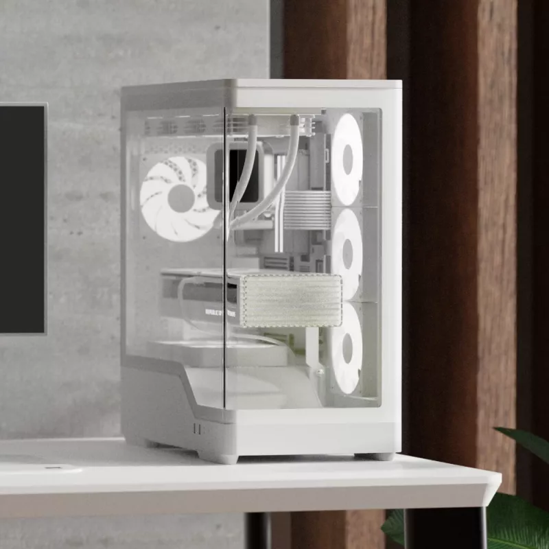 Caixa de PC AEROCOOL caixa Midi P500A branco — caixa Midi-Tower ATX, superfície branca