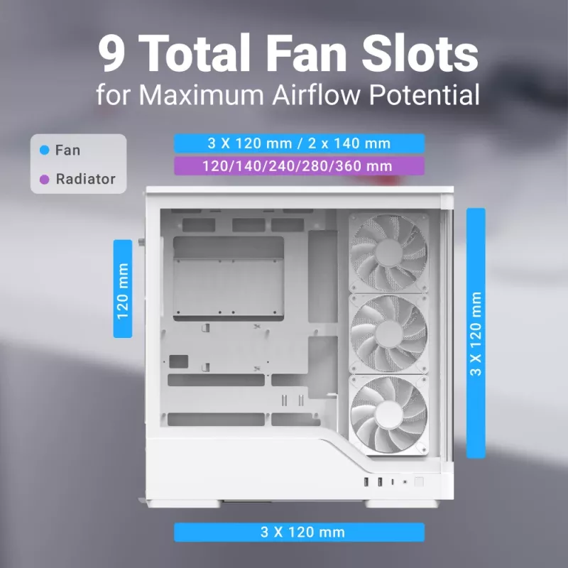 Caixa de PC AEROCOOL caixa Midi P500A branco — caixa Midi-Tower ATX, superfície branca