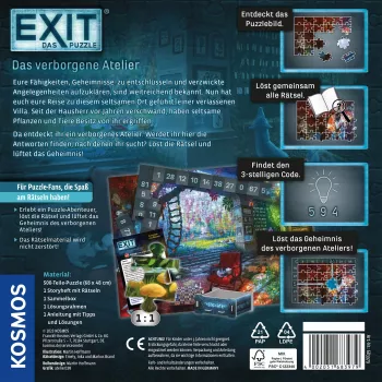 Puzzle Kosmos EXIT – O Puzzle: O Atelier Escondido, 500 peças