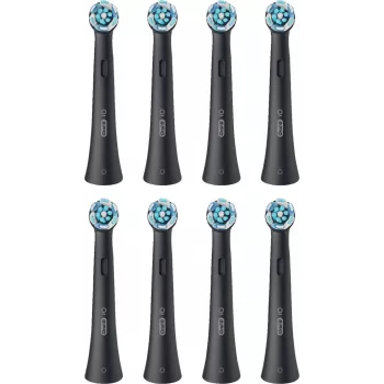 Cabeças de escova de substituição Oral-B iO Ultimate Clean — pack de 8, preto, para remoção superior de placa