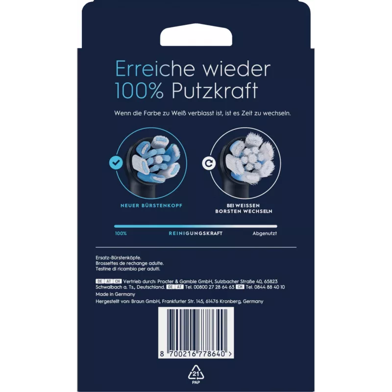 Cabeças de escova de substituição Oral-B iO Ultimate Clean — pack de 8, preto, para remoção superior de placa