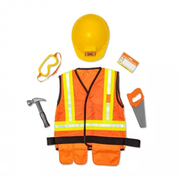 Melissa & Doug Conjunto de disfarce de trabalhador da construção civil (6 peças)