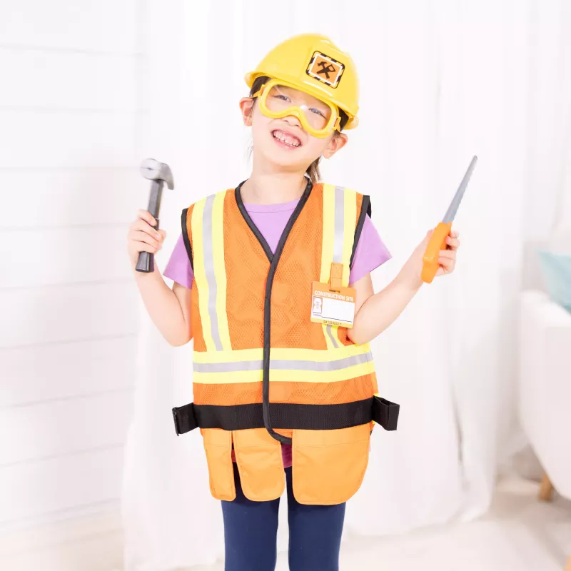 Melissa & Doug Conjunto de disfarce de trabalhador da construção civil (6 peças)