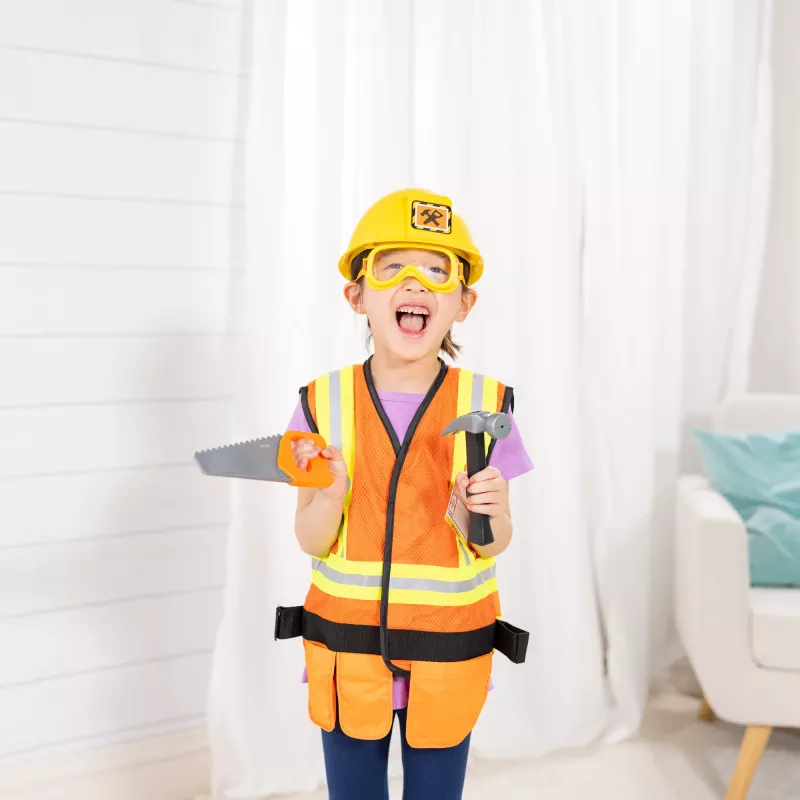 Melissa & Doug Conjunto de disfarce de trabalhador da construção civil (6 peças)