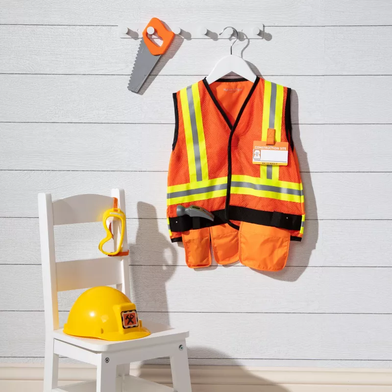 Melissa & Doug Conjunto de disfarce de trabalhador da construção civil (6 peças)