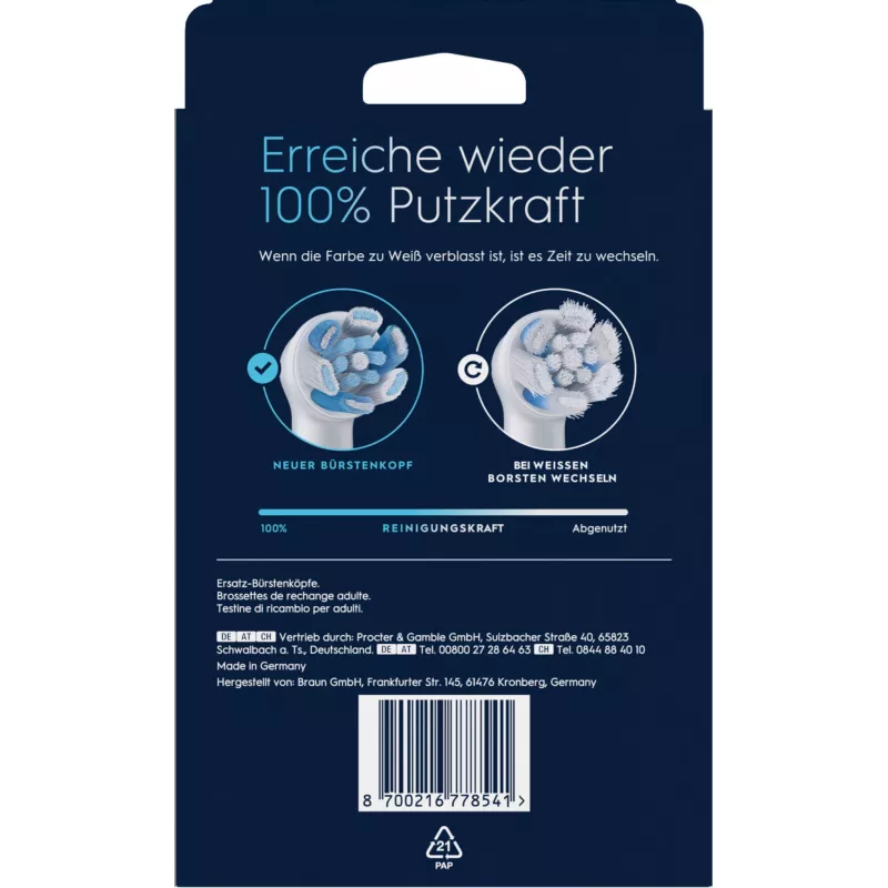 Cabeça de escova de dentes Oral-B 8 unidades branco