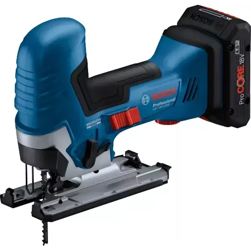 Bosch GST 18V-125 S Professional serra de recortes a bateria, 18 V, 3500 SPM, sem escovas, solo (sem bateria e carregador), L-BOXX, azul/preto