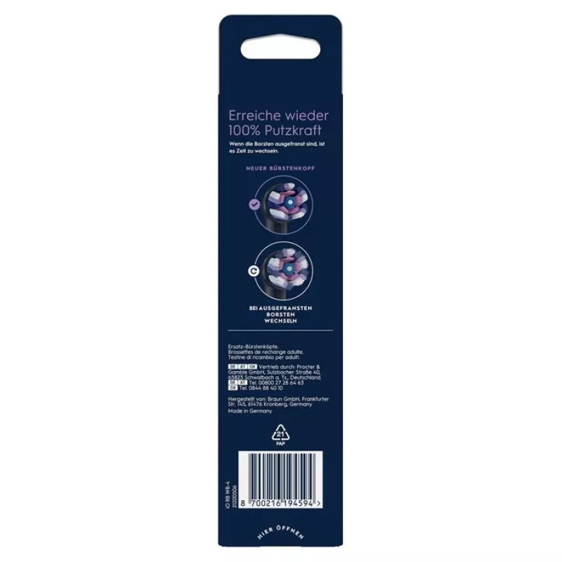 Cabeças de escova de substituição Oral-B iO Radiant White, pack de 4, preto