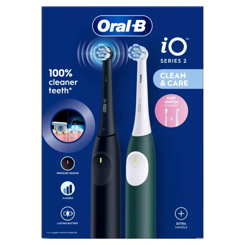 Escova de dentes elétrica BRAUN Oral-B iO Series 2 Duo preto/verde, recarregável, modelo 62418