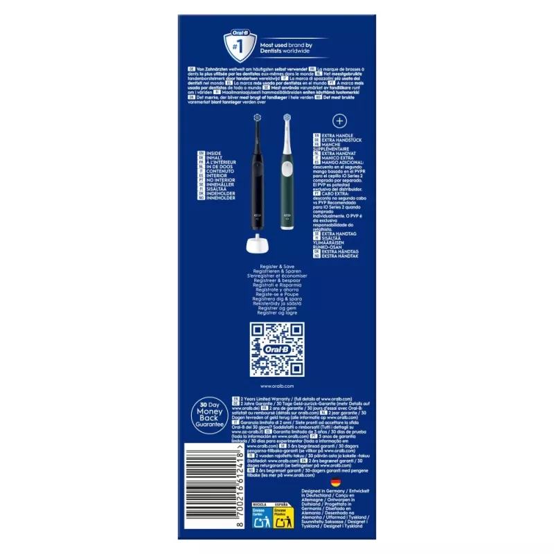 Escova de dentes elétrica BRAUN Oral-B iO Series 2 Duo preto/verde, recarregável, modelo 62418