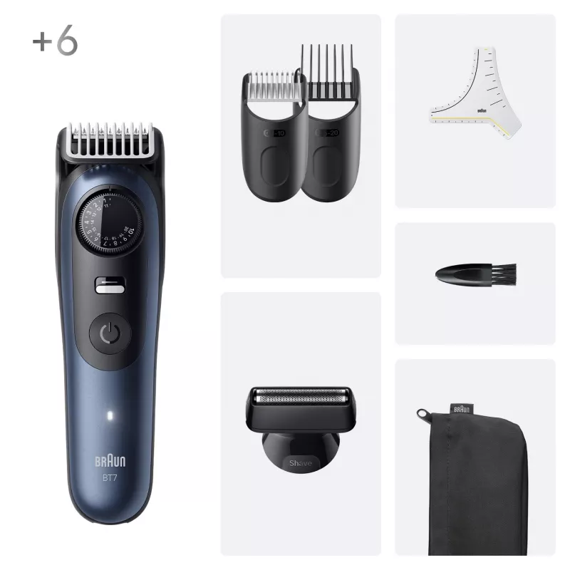 Braun BeardTrimmer 7 BT7520 bateria 40 2 cm molhado e seco preto, azul