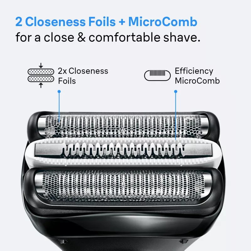 Máquina de barbear de folha BRAUN Serie 3 3000S, cinzento, sistema de folha, bateria NiMH integrada, alimentação AC/bateria, 57×48×156 mm