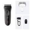 Máquina de barbear de folha BRAUN Serie 3 3000S, cinzento, sistema de folha, bateria NiMH integrada, alimentação AC/bateria, 57×48×156 mm