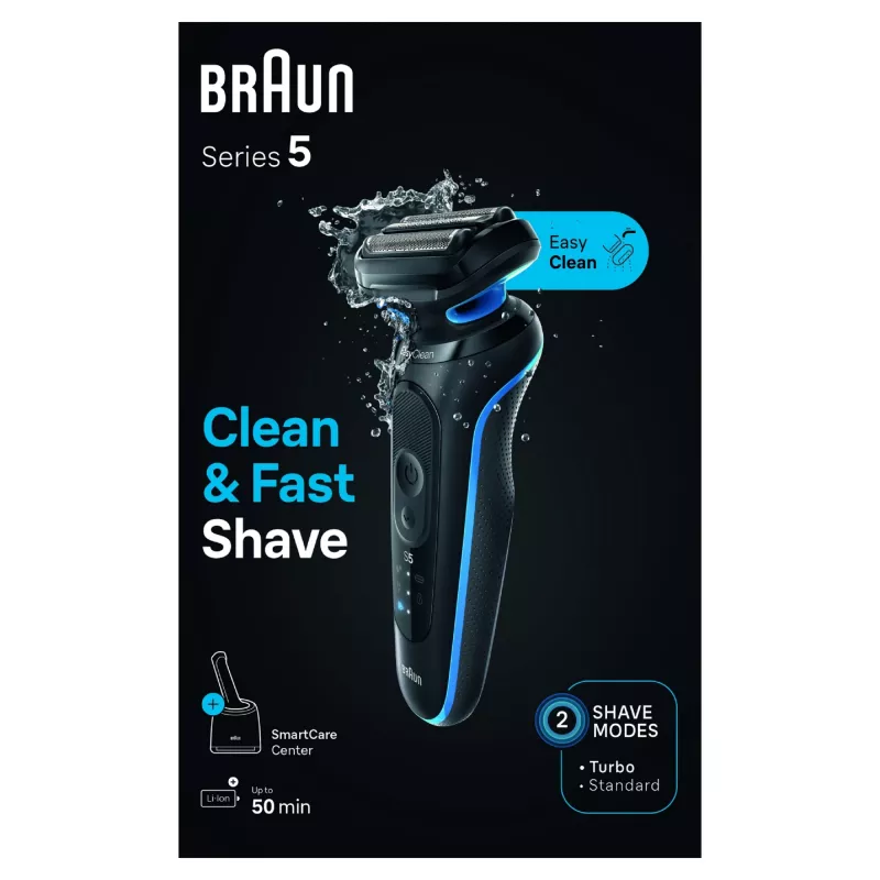 Braun Series 5 52-B7000cc máquina de barbear de folha aparador preto bateria de iões de lítio